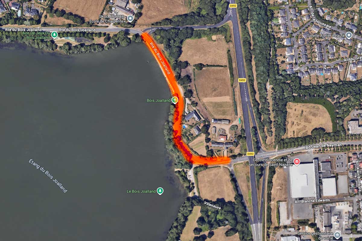 Plan de la portion de la route du Bois Joalland fermée à la circulation.